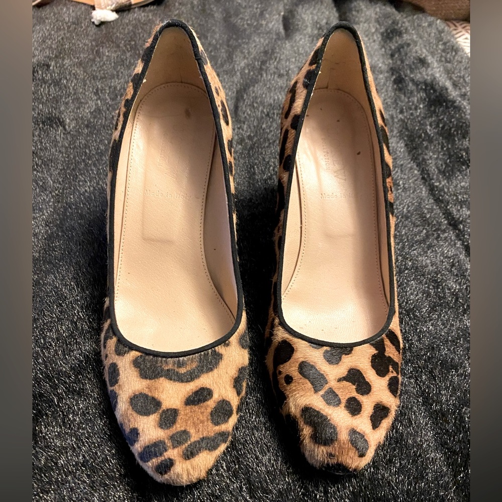 Jcrew calf hair leopard wedges